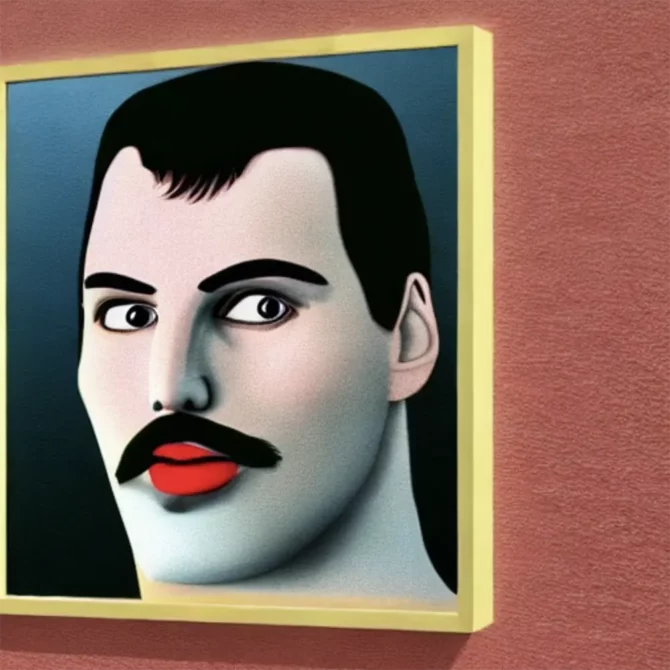 Freddie Mercury in the style of David Hockney     17